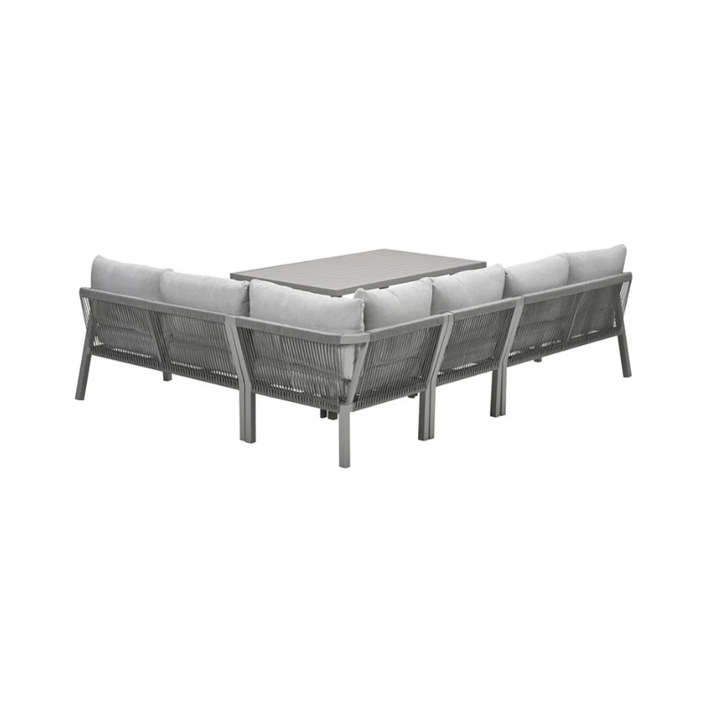 Monti dining loungeset - 5-delig - taupe - aluminium frame - rope grey sand - valley sand