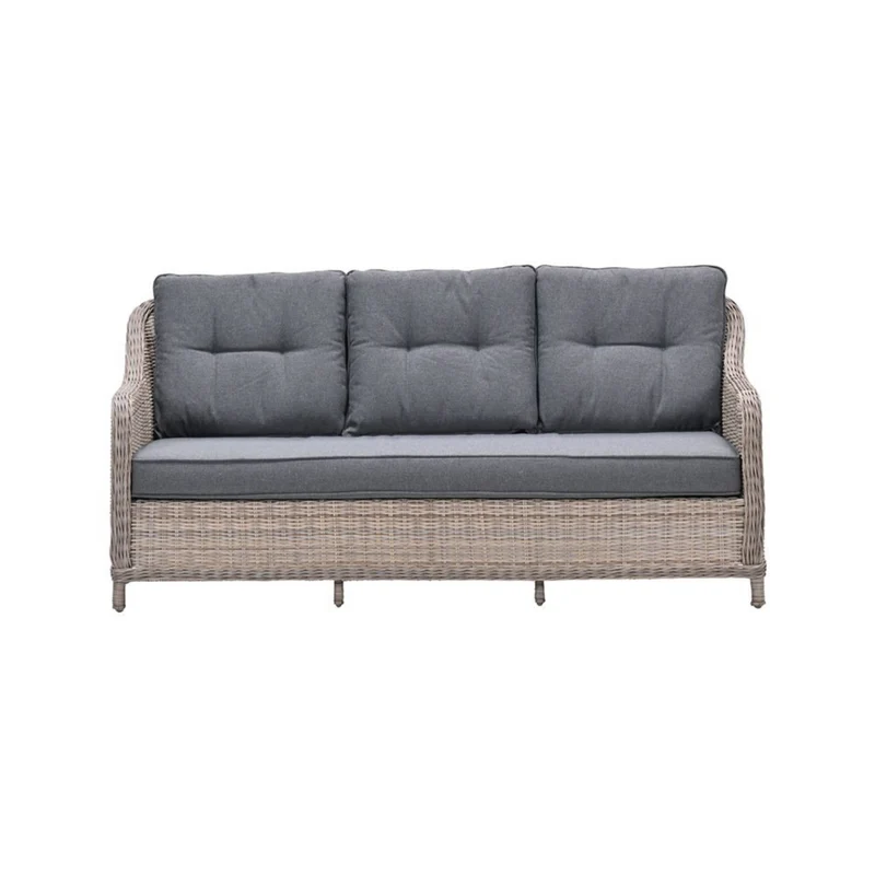 Milwaukee driezits tuinbank wicker - vintage willow - mystic grey