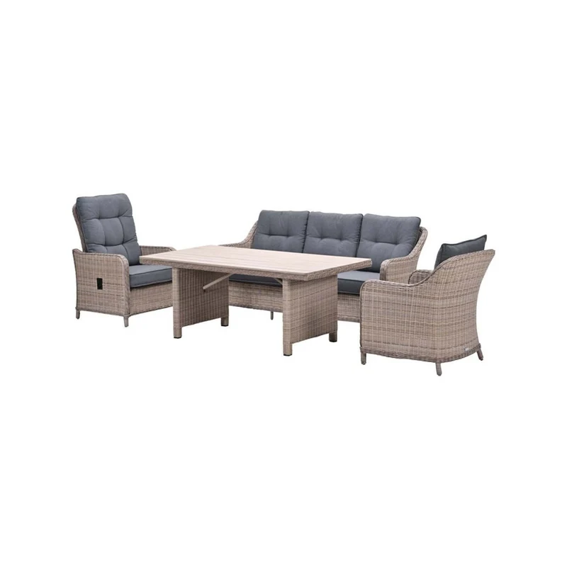 Milwaukee driezits tuinbank wicker - vintage willow - mystic grey