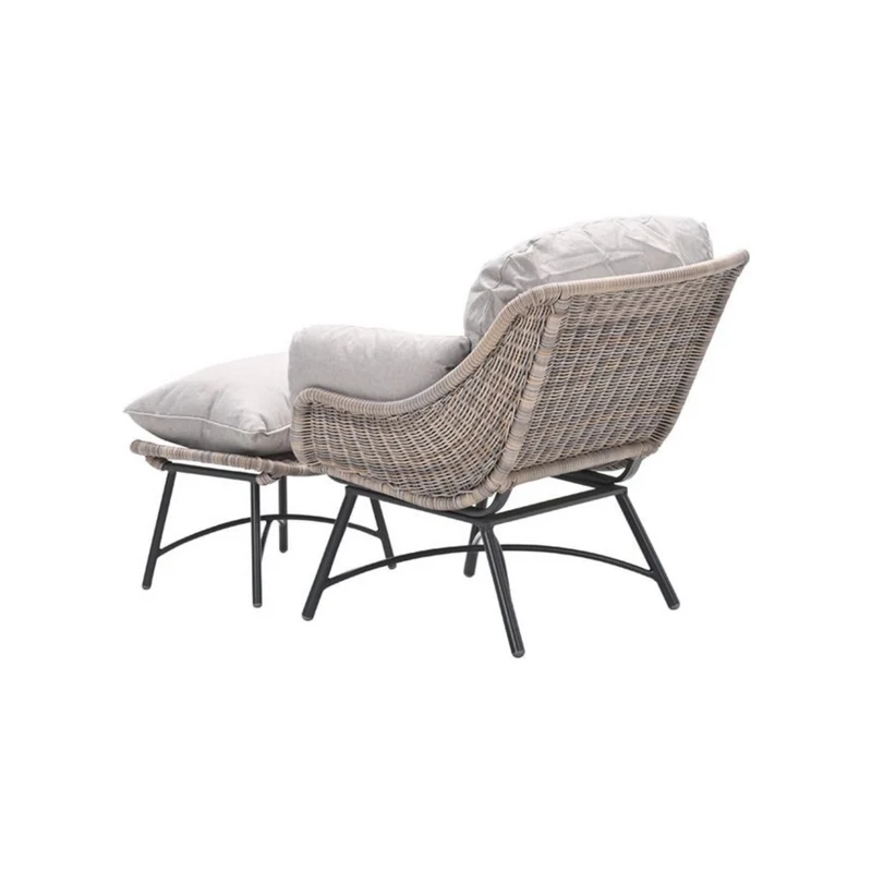 Garden Impressions loungestoel met voetenbank - wicker lichtbruin