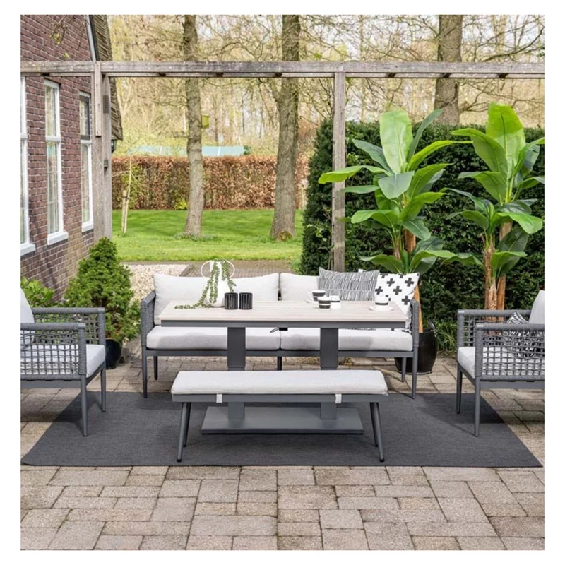 Cyprus tuintafel in hoogte verstelbaar 150x87cm aluminium polywood