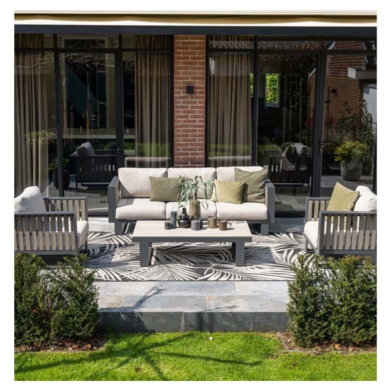 Bologna stoel-bank loungeset - 3-delig - carbon black - taupe - desert sand
