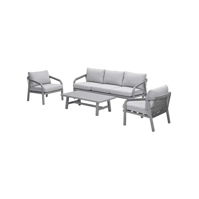 Monti stoel-bank loungeset aluminium/rope 4-delig - taupe