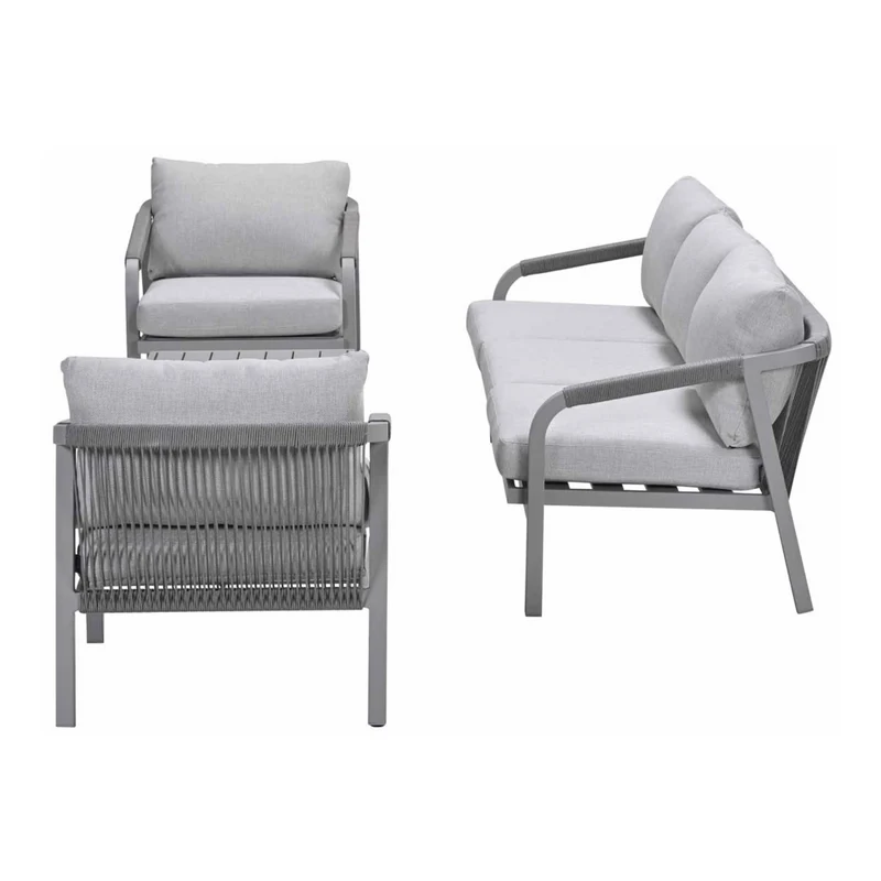 Monti stoel-bank loungeset aluminium/rope 4-delig - taupe