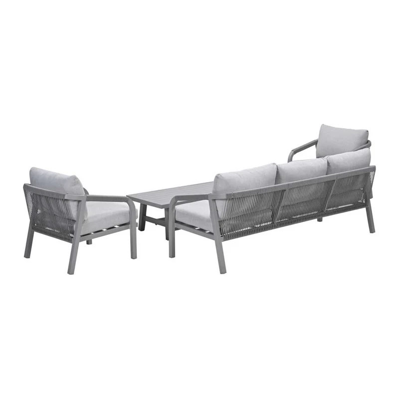 Monti stoel-bank loungeset aluminium/rope 4-delig - taupe