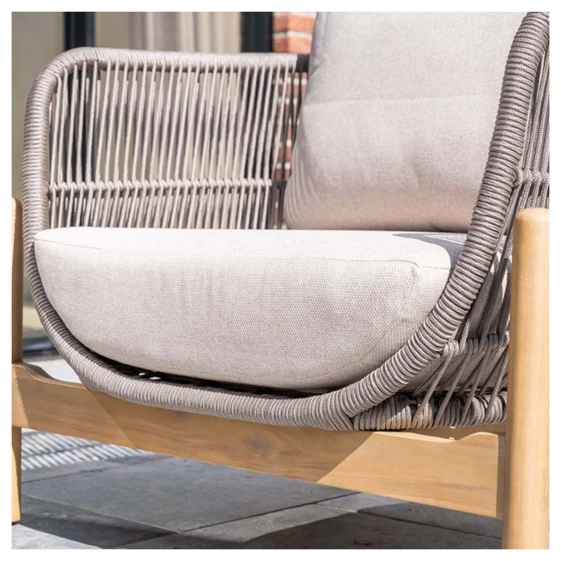 Talara stoel-bank loungeset - 5-delig - acaciahout met white wash - rope taupe - grey sand