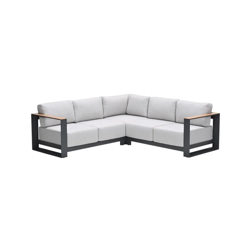 Levanto hoek loungeset - 3-delig - carbon black - valley sand - light teaklook