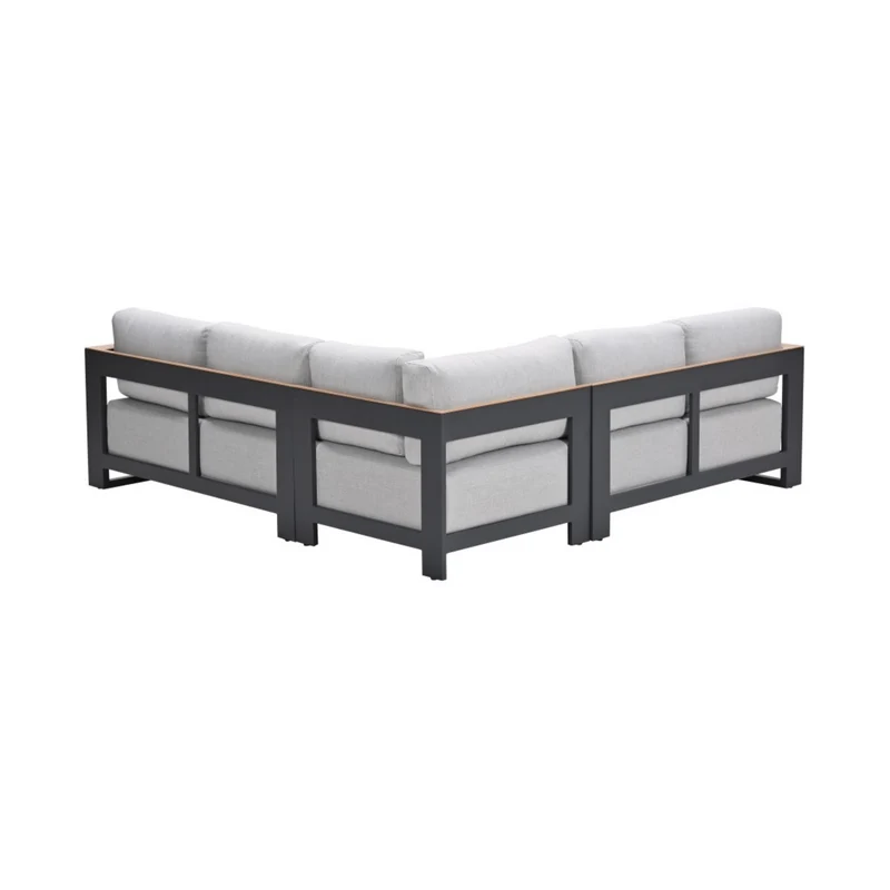 Levanto hoek loungeset - 3-delig - carbon black - valley sand - light teaklook
