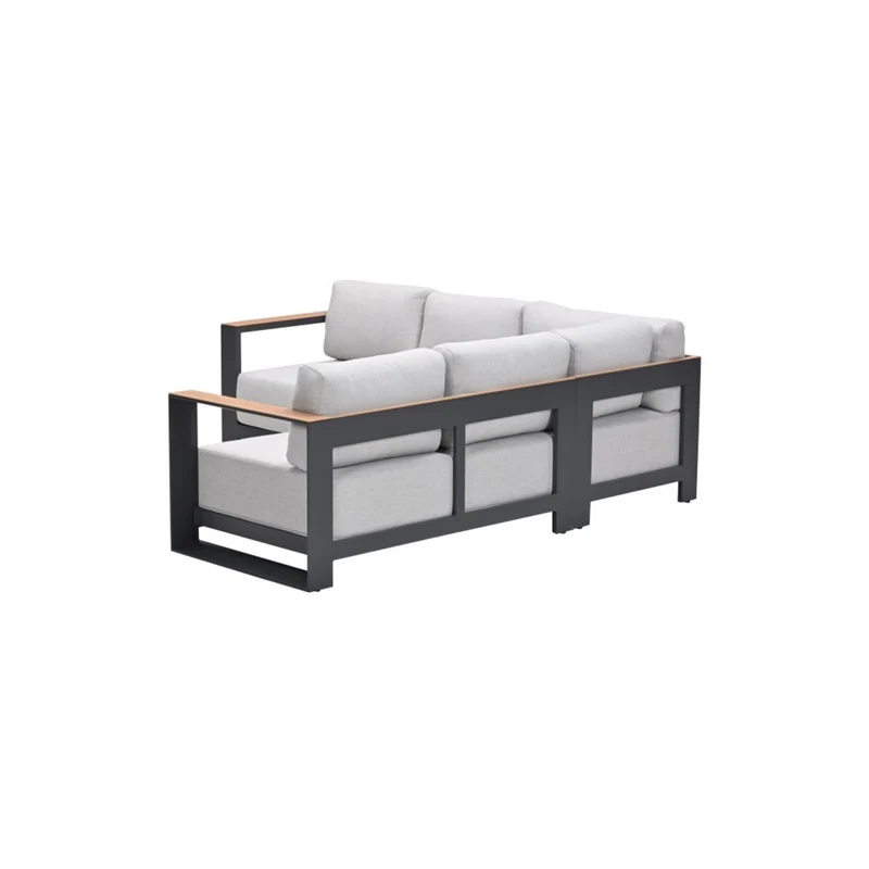 Levanto hoek loungeset - 3-delig - carbon black - valley sand - light teaklook