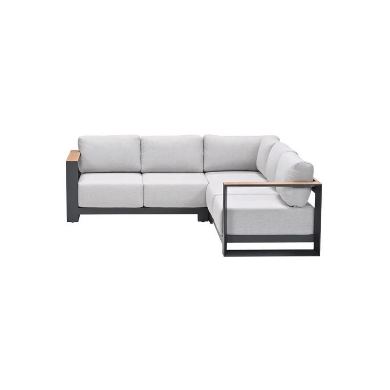Levanto hoek loungeset - 3-delig - carbon black - valley sand - light teaklook