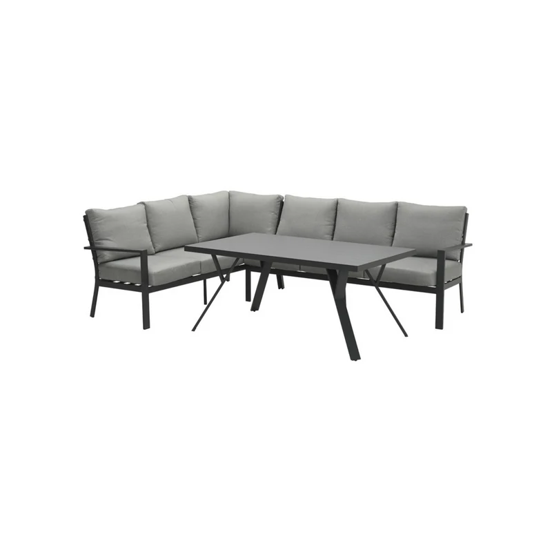 Sergio lounge diningset - 3-delig - links - carbon black - lichtgrijs