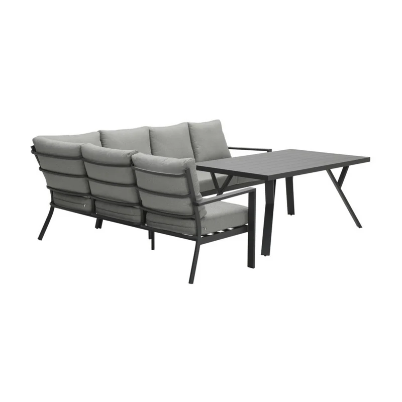 Sergio lounge diningset - 3-delig - links - carbon black - lichtgrijs