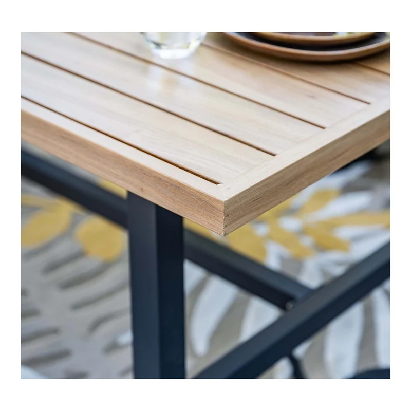 Elati lounge-dining hoekset - 5-delig - carbon black - valley sand - light teaklook
