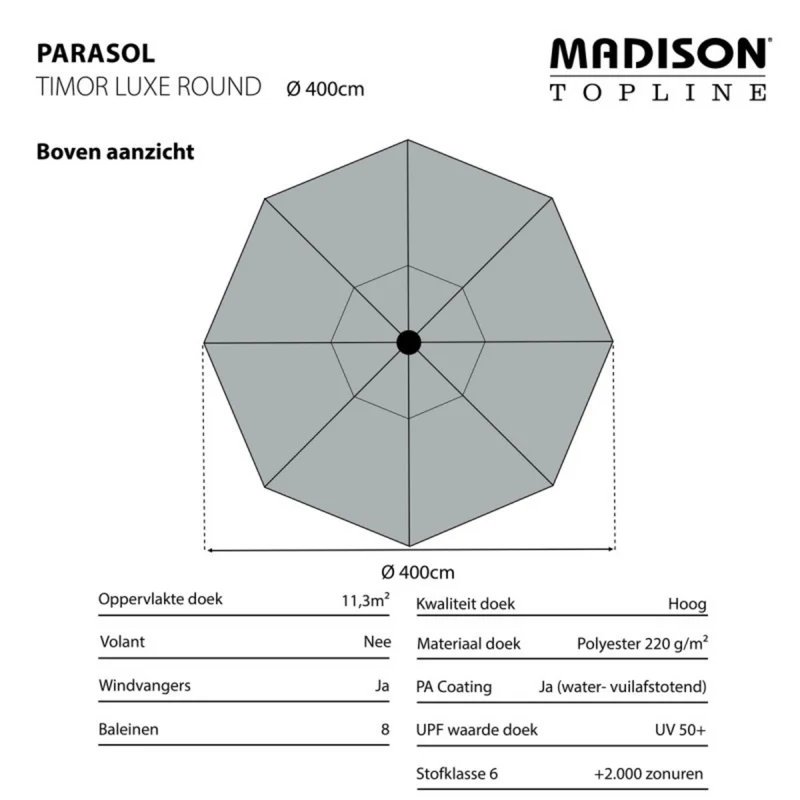 Madison Parasol Timor luxe 400cm Ecru
