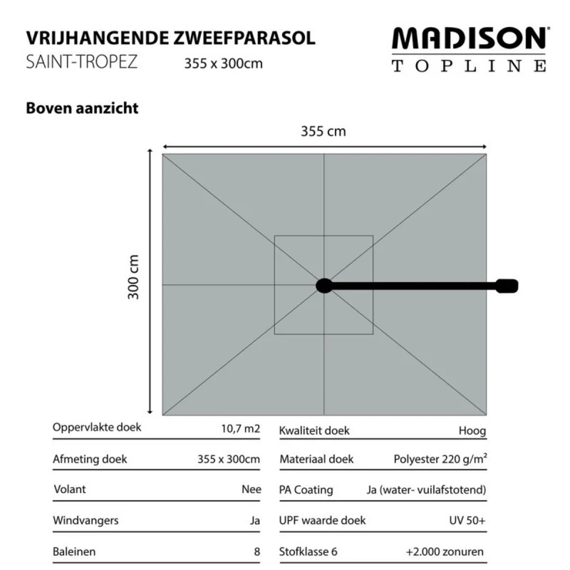 Madison Parasol Saint-Tropez 355x300cm Ecru