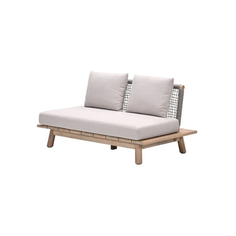 Lunar tweezitsbank tuinbank - acaciahout met white wash - rope taupe - grey sand