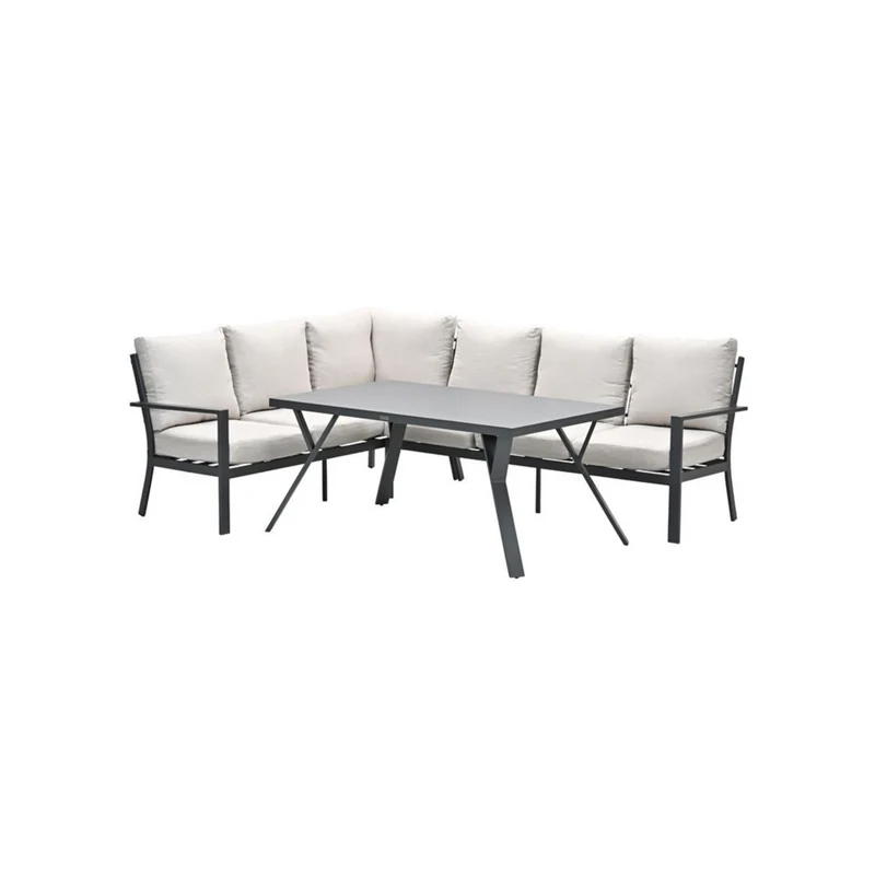 Sergio lounge diningset - 3-delig - links - carbon black - desert sand