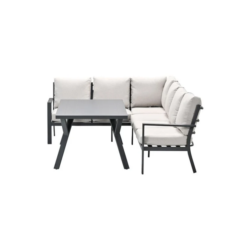 Sergio lounge diningset - 3-delig - links - carbon black - desert sand