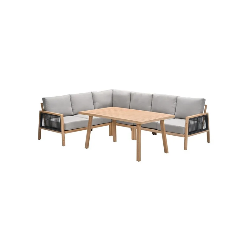 Garden Impressions - San Capri lounge dining set 5-delig rechts - light teak aluminium