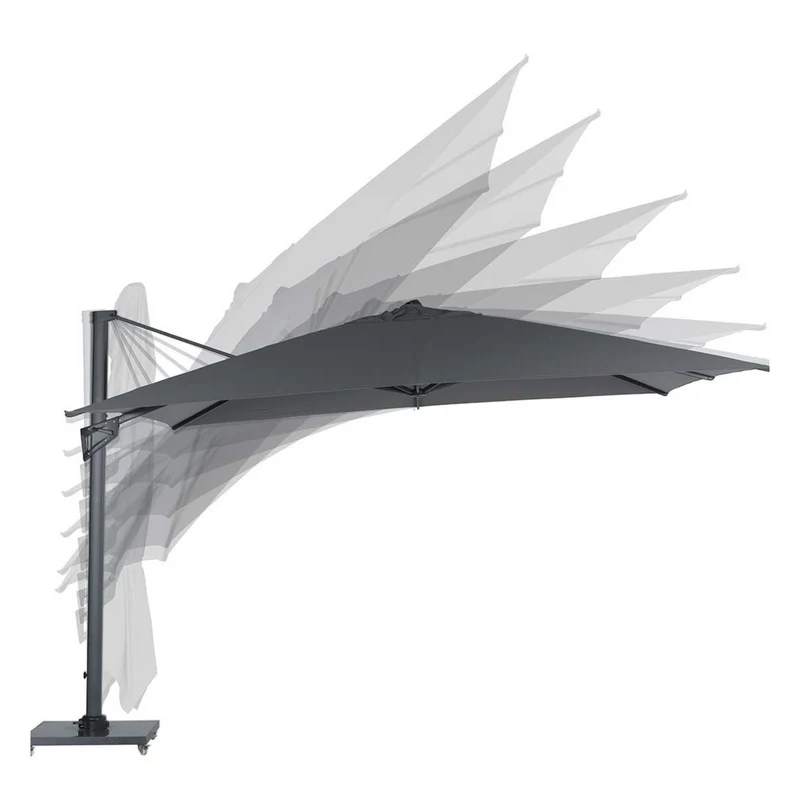 Hawaii King pole zweefparasol - 400x400 cm - carbon black - dark grey
