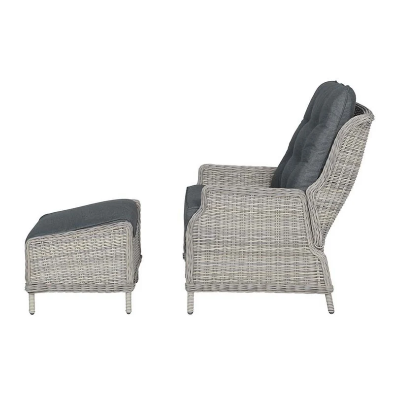 Veracruz verstelbare loungestoel wicker inclusief voetenbank - vintage willow