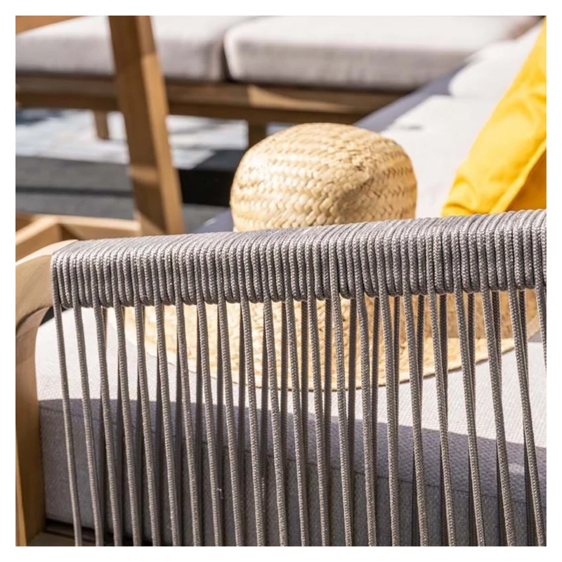 Garden Impressions Santos lounge diningset - 5-delig - rechts acacia white wash - rope taupe - grey sand