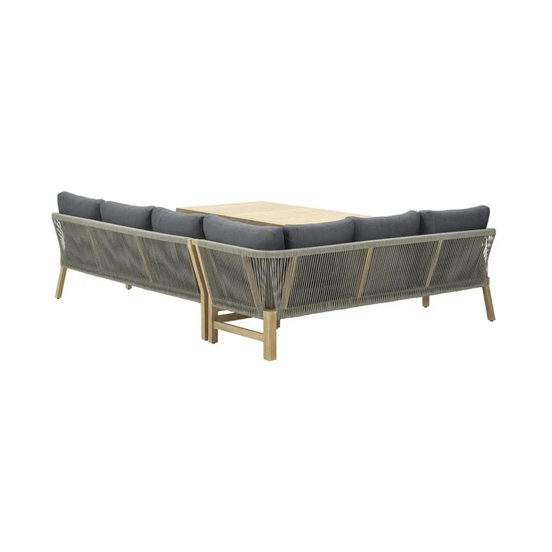 Garden Impressions Santos lounge diningset - 5-delig - rechts acacia white wash - rope dark grey - mystic grey