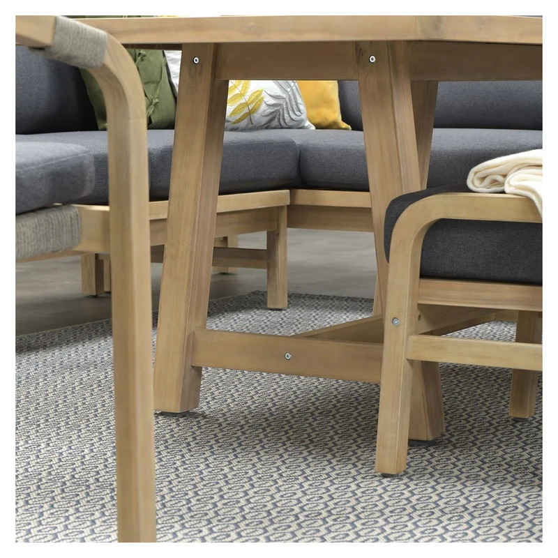 Garden Impressions Santos lounge diningset - 5-delig - rechts acacia white wash - rope dark grey - mystic grey