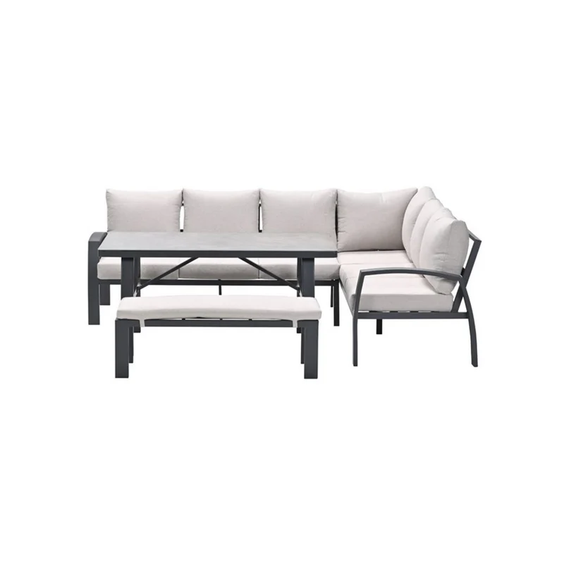 Garden Impressions Vasano lounge dining hoekset - 4-delig - carbon black - desert sand - slate grey keramisch glas