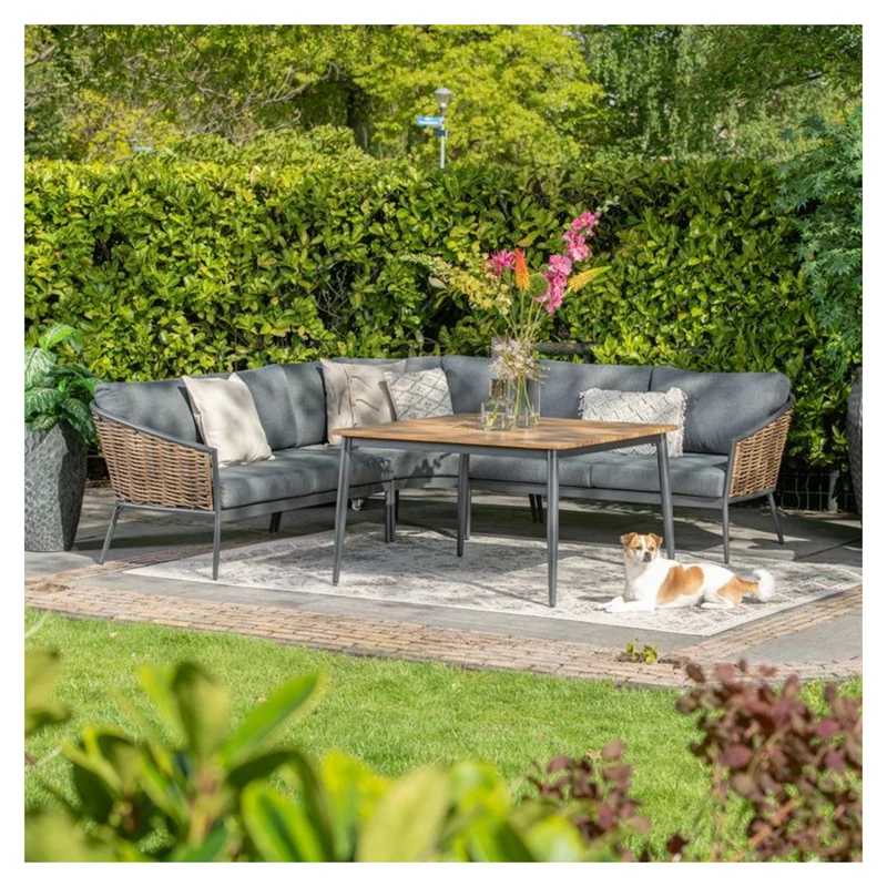 Garden Impressions Bali lounge diningset 4-delig grijs rotan