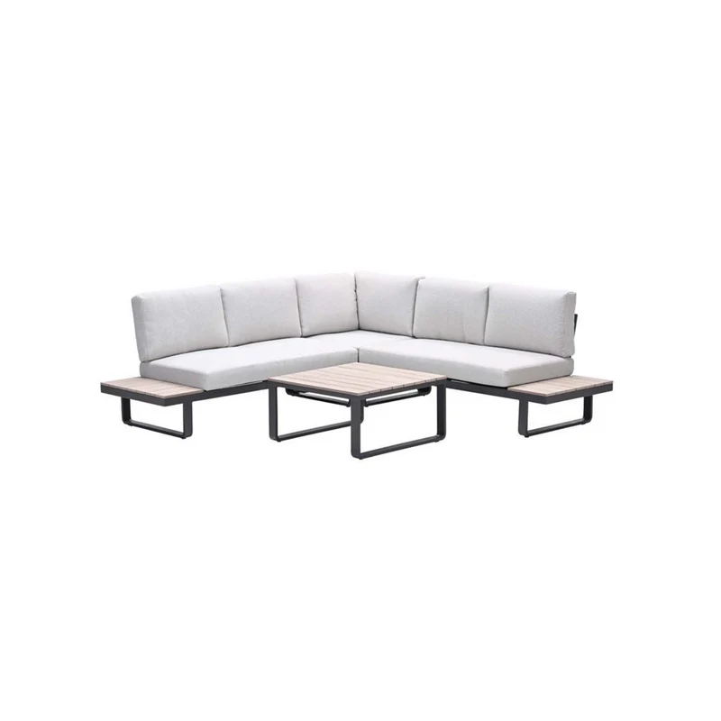 Garden Impressions Masone hoek loungeset - 4-delig - c. black valley sand - light teak VW