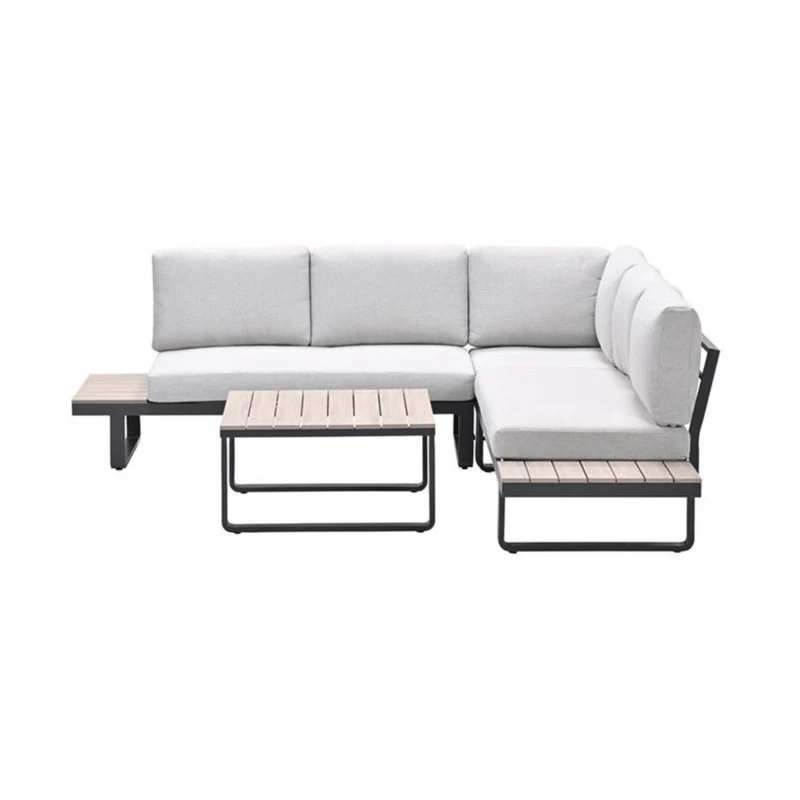 Garden Impressions Masone hoek loungeset - 4-delig - c. black valley sand - light teak VW
