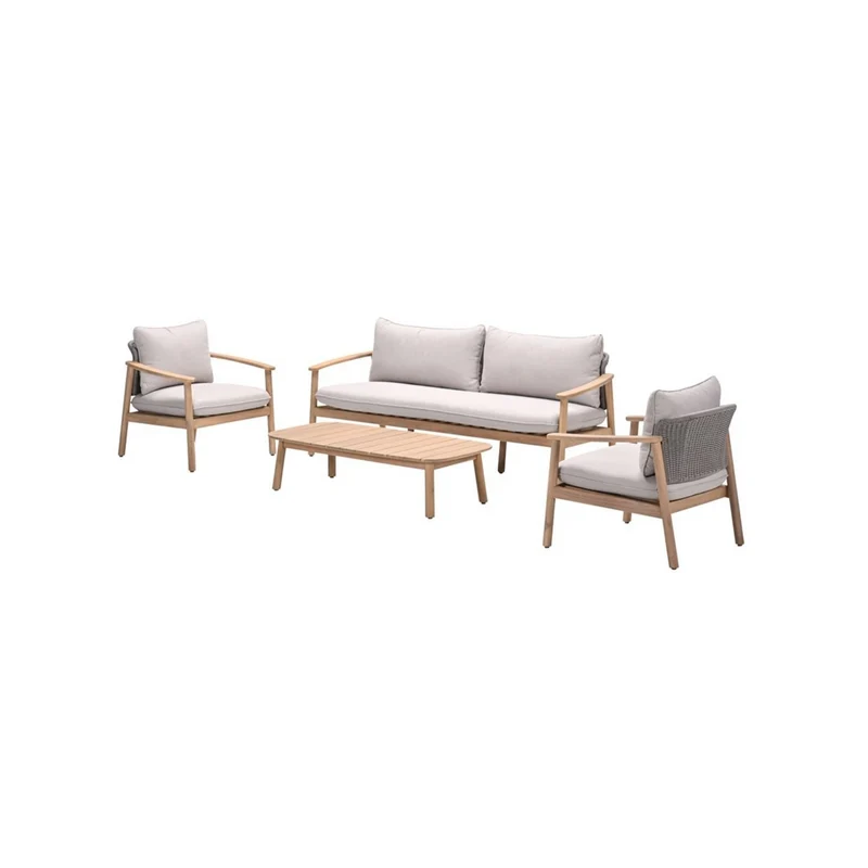 Garden Impressions Eclipse loungeset 4-delig acasia white wash-rope taupe/grey sand
