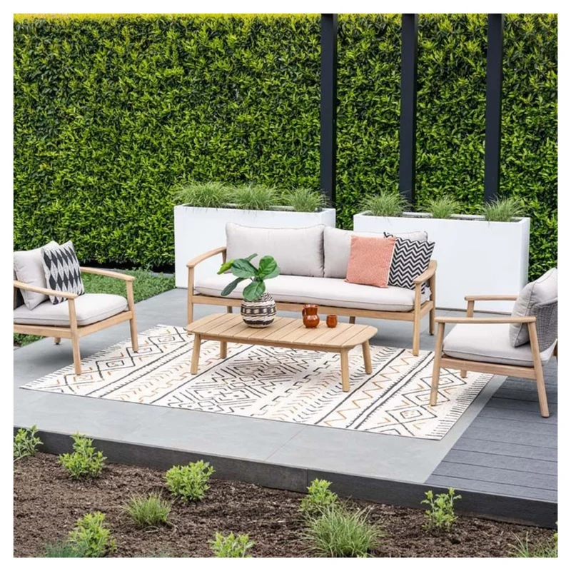Garden Impressions Eclipse loungeset 4-delig acasia white wash-rope taupe/grey sand