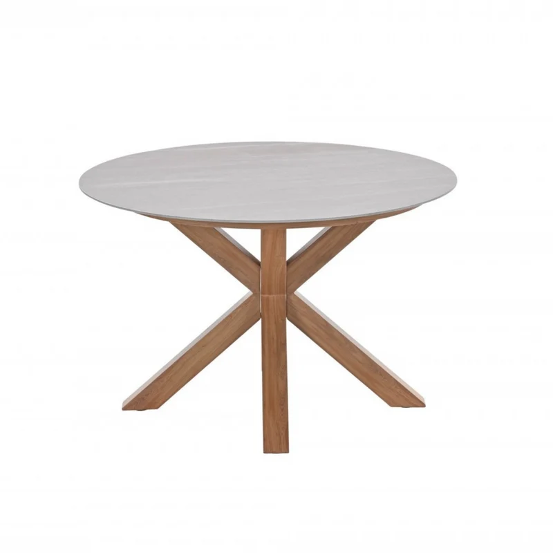 Ronde tuintafel lowland - Ø120 cm - light teaklook - Centostone Napoli sand