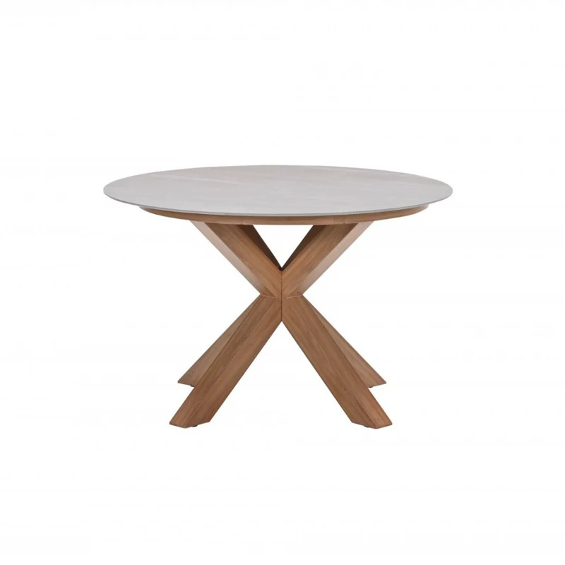 Ronde tuintafel lowland - Ø120 cm - light teaklook - Centostone Napoli sand