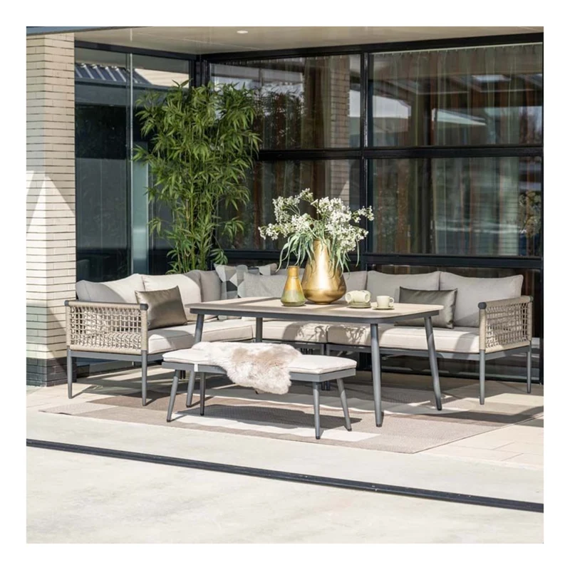 Lounge-diningtafel voor Bologna / Diamo / Teramon - 160x90 cm - carbon black - light teak Vironwood