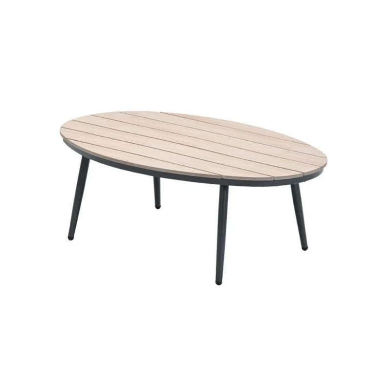 Margriet bijzettafel - ovaal - 120x75 cm - carbon black - light teak Vironwood