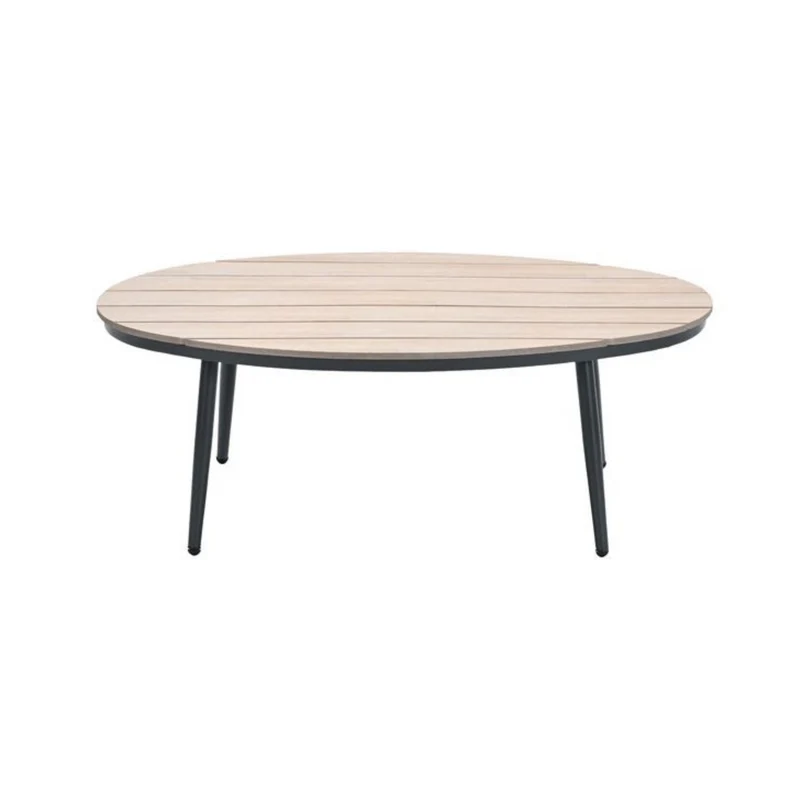 Margriet bijzettafel - ovaal - 120x75 cm - carbon black - light teak Vironwood