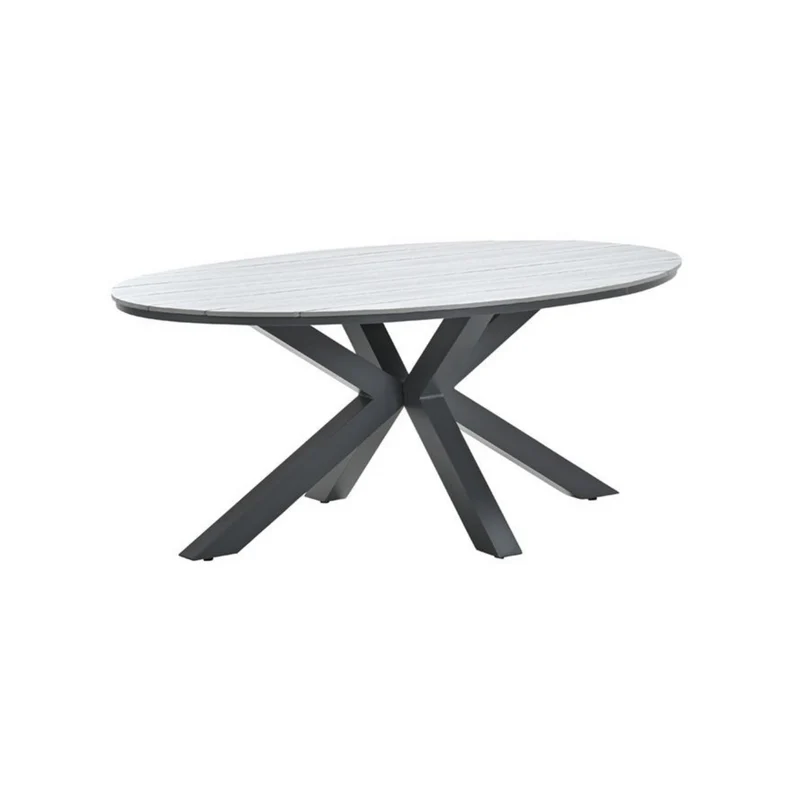 Edison tuintafel - ovaal - 180x115 cm - carbon black - grey teak Vironwood