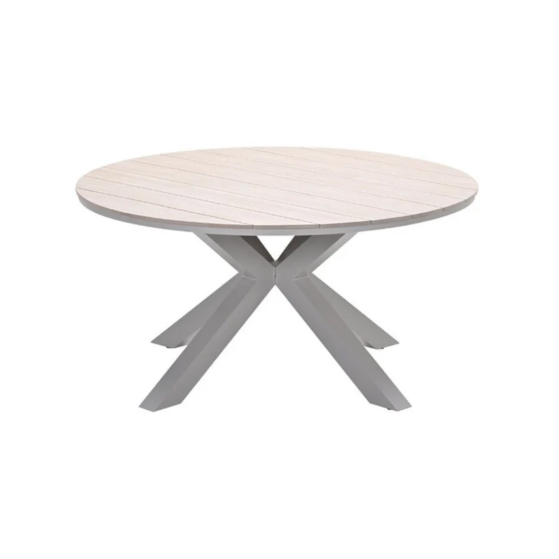 Edison tuintafel rond - 148 cm - taupe - light teak Vironwood