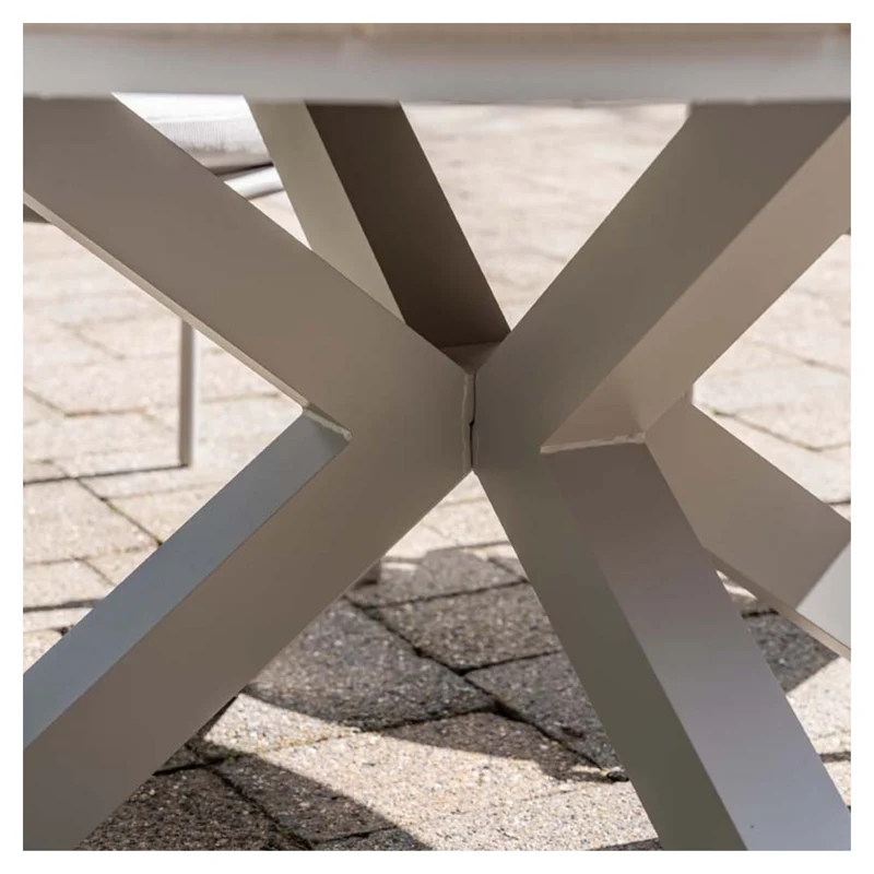 Edison tuintafel rond - 122 cm - taupe - light teak Vironwood