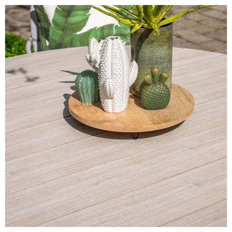 Edison tuintafel rond - 122 cm - taupe - light teak Vironwood