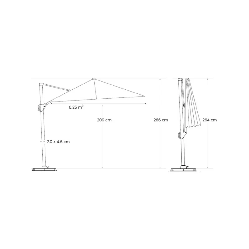 Platinum Sun & Shade zweefparasol Voyager T² 270x270 antraciet.