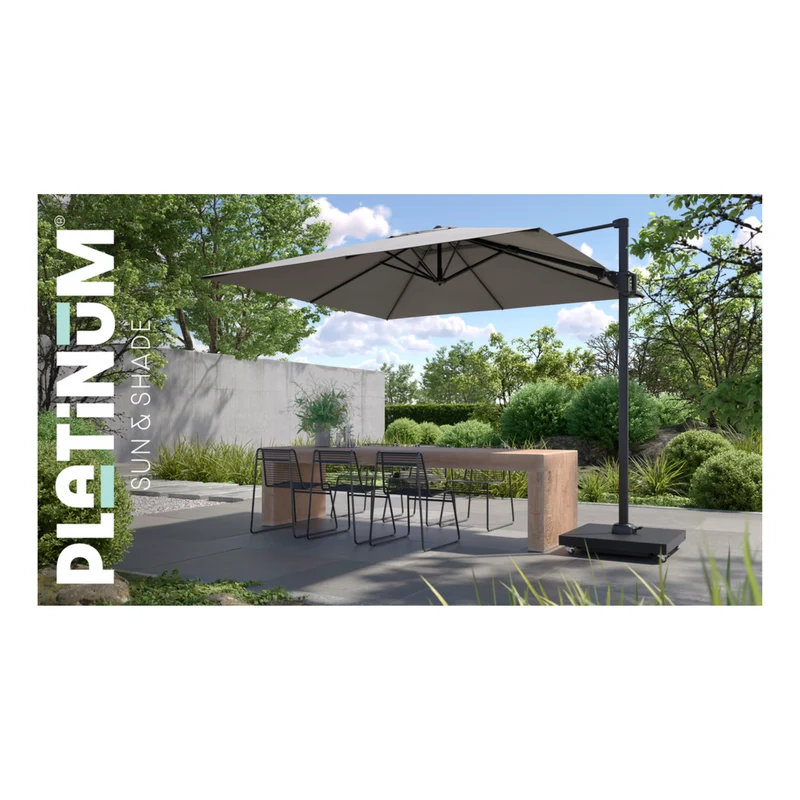 Platinum Sun & Shade Ceramica Anthracite 90 kg vulbare premium parasolvoet met zwenkwielen voor zweefparasols.