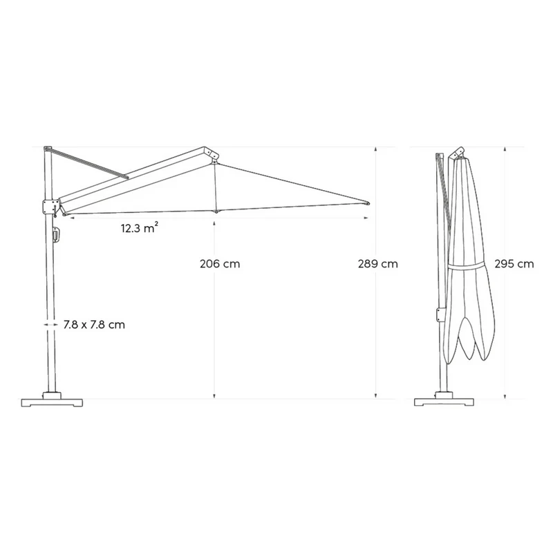 Platinum Sun & Shade zweefparasol Icon Premium 350x350 Havana.