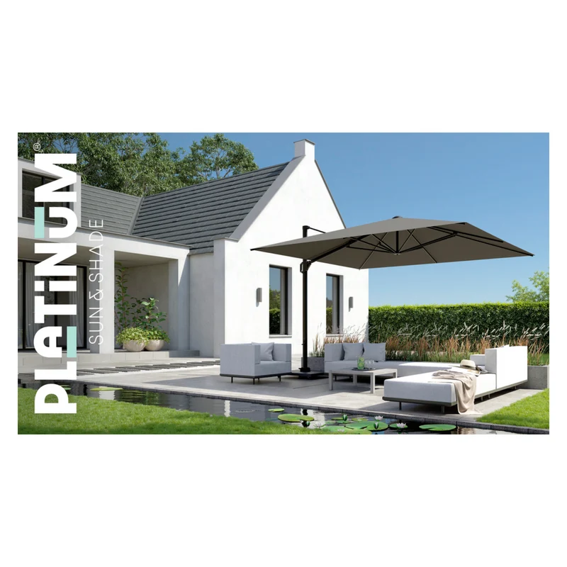 Platinum Sun & Shade zweefparasol Challenger T¹ Telescope premium 350x350 Faded black.