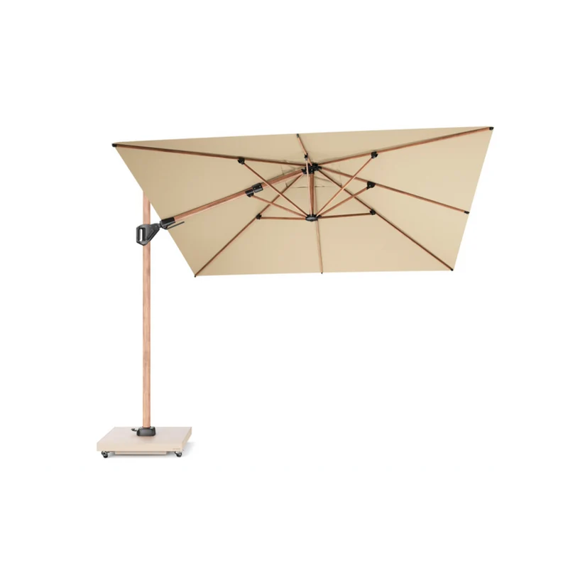 Platinum Sun & Shade zweefparasol Challenger T² Teak look frame, 300x300 Champagne.