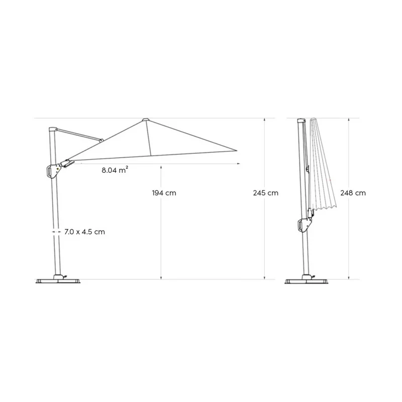 Platinum Sun & Shade zweefparasol Voyager T² premium 270x270 Havana.