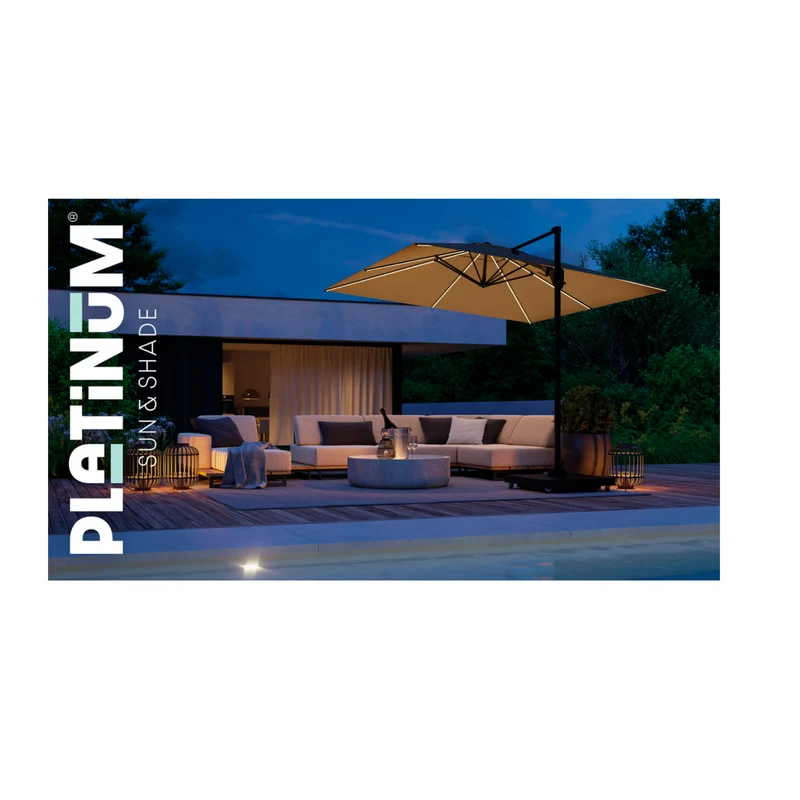 Platinum Sun & Shade zweefparasol Challenger T² Glow 300x300 antraciet